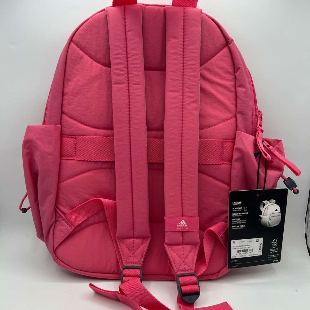 Adidas Weekender Backpack Pink Fusion Grey Two 16" Laptop Sleeve back 2 school - Picture 4 of 5